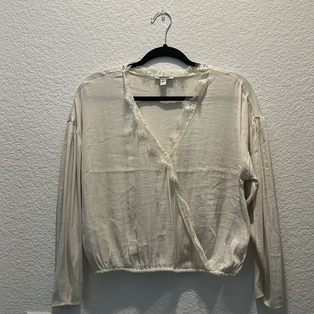 Express satin and lace long sleeve top